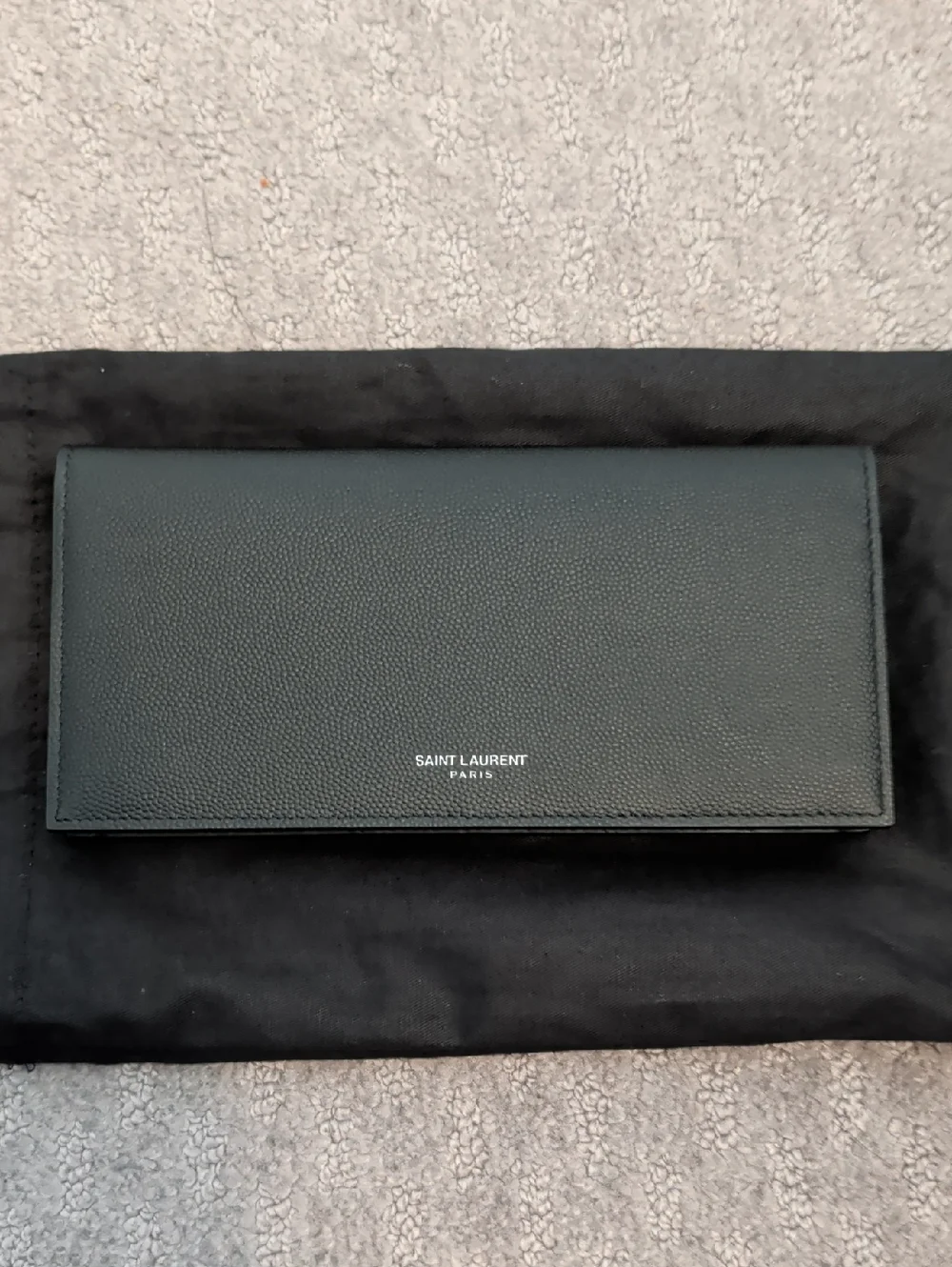 Saint Laurent Black Pebbled Leather Long Wallet - Picture 1 of 7